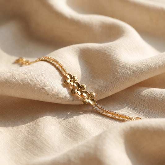 Flower Crystal Chain Bracelet