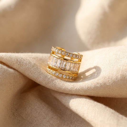 Triple Layered Crystal Ear Cuff