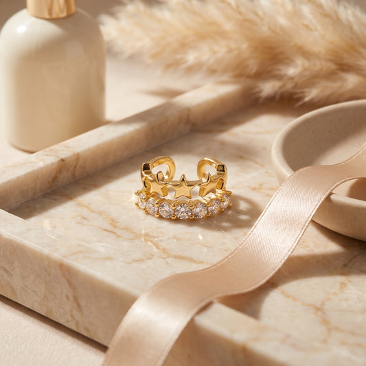Gold Star Crystal Ear Cuff