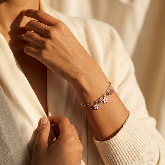 Enamel Flower Charm Bracelet | 925 Silver