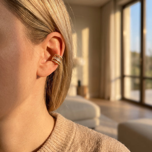 Triple Layered Crystal Ear Cuff