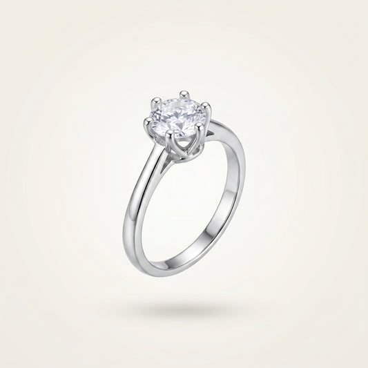 Aurora Pure Solitaire Ring | 925 Silver Plain Band