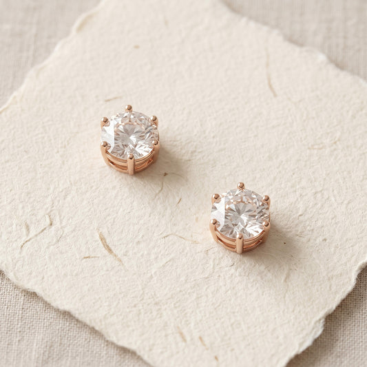 Aurora Pure Solitaire Stud Earrings | Rose Gold 925 Silver