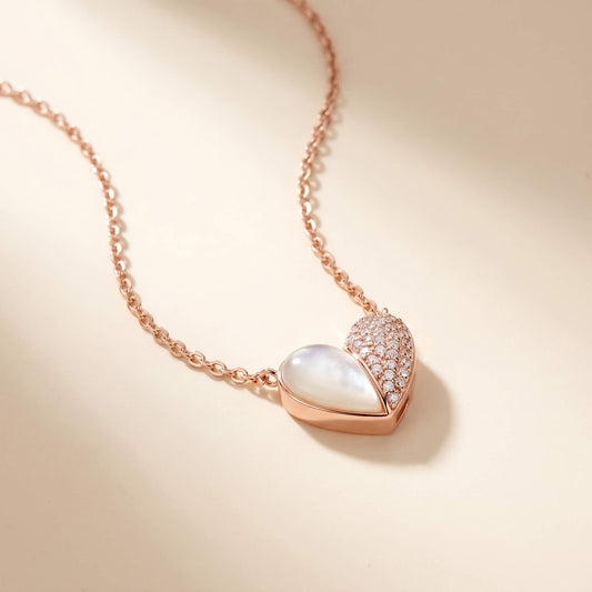Coeur Folded Heart Pavé Pendant Necklace | 925 Silver