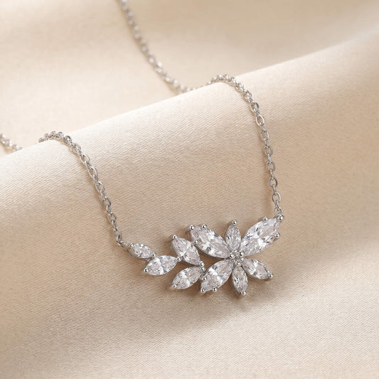 Laurel Marquise Leaf Cluster Necklace | 925 Silver