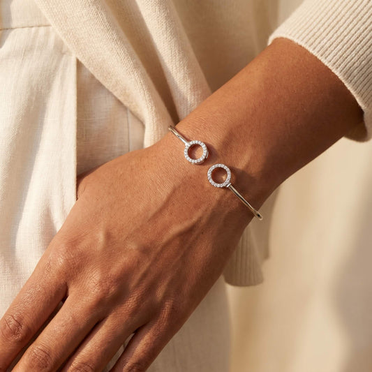 Open Circle CZ Cuff Bangle | 925 Silver