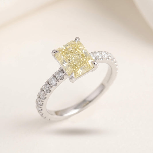 Soleil Yellow CZ Princess Cut Solitaire Ring | 925 Silver