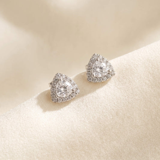 Marina Trillion Halo Stud Earrings | 925 Silver