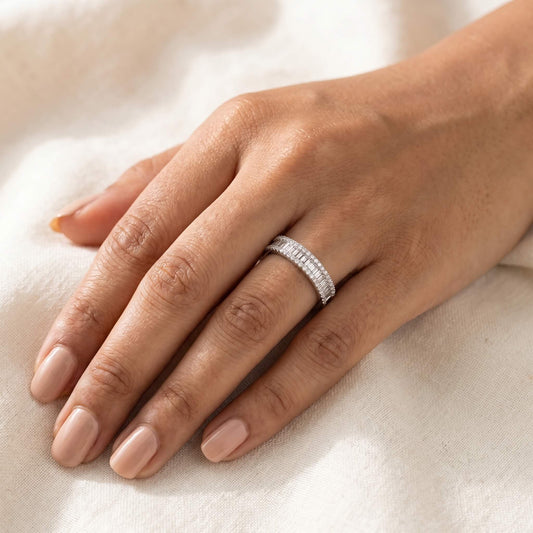 Trinity Triple Pavé Eternity Band | 925 Silver Statement Ring