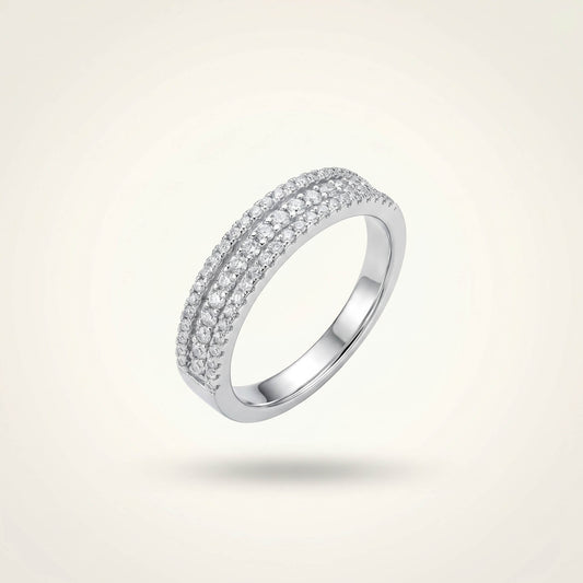 Trinity Triple Pavé Eternity Band | 925 Silver Statement Ring