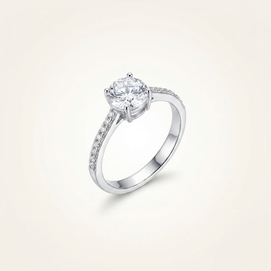 Vera Cathedral Solitaire Ring | 925 Silver Pavé Band