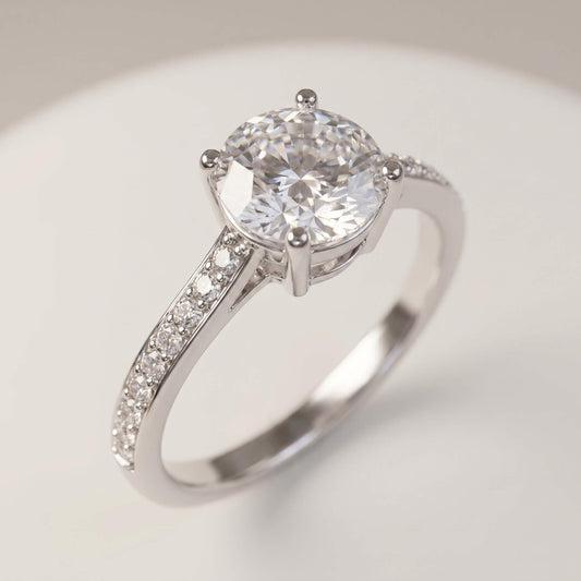 Vera Cathedral Solitaire Ring | 925 Silver Pavé Band