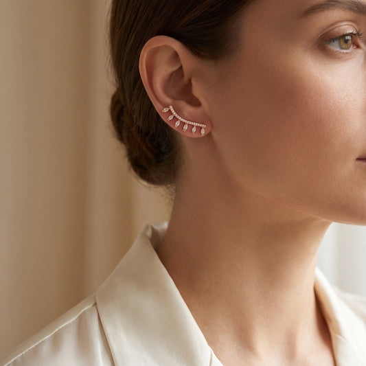 Rose Gold Curved Ear Climbers
