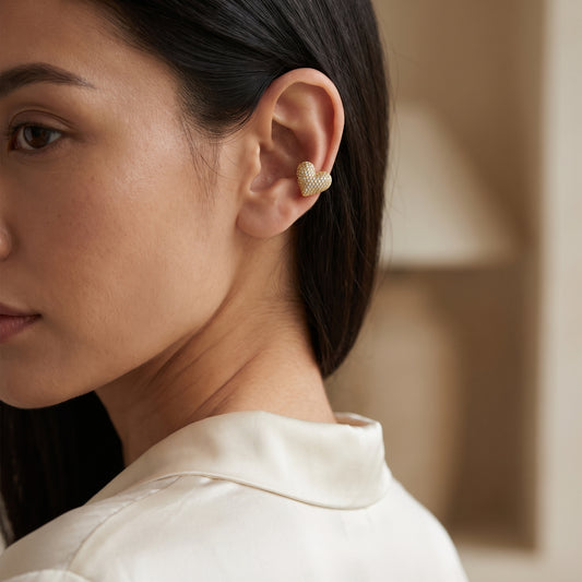 Crystal Heart Ear Cuff