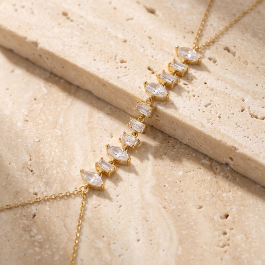 Gold Crystal Hand Chain Bracelet
