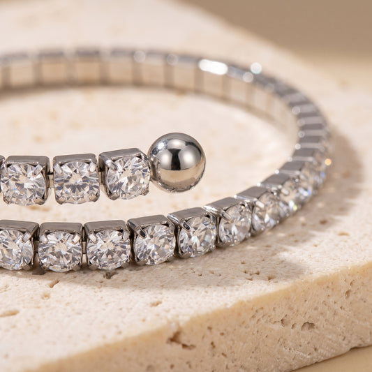 Tennis Wrap Bracelet - Silver Tone