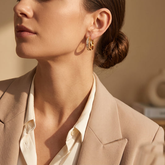 Crystal Double Hoop Earrings