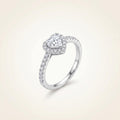 Amour Heart Halo Solitaire Ring | 925 Silver Pavé Band