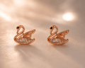 Cygne Swan Pave Stud Earrings | Rose Gold 925 Silver