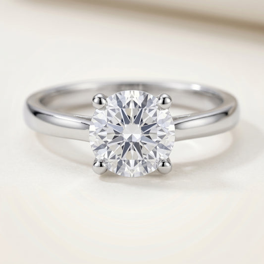 Aurora Pure Solitaire Ring | 925 Silver Plain Band