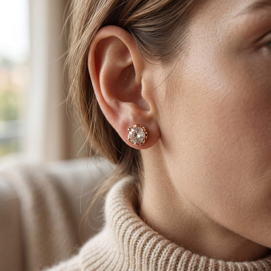 Aurora Pure Solitaire Stud Earrings | Rose Gold 925 Silver