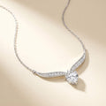 Belle Heart Drop V-Bar Necklace | 925 Silver Baguette Pavé