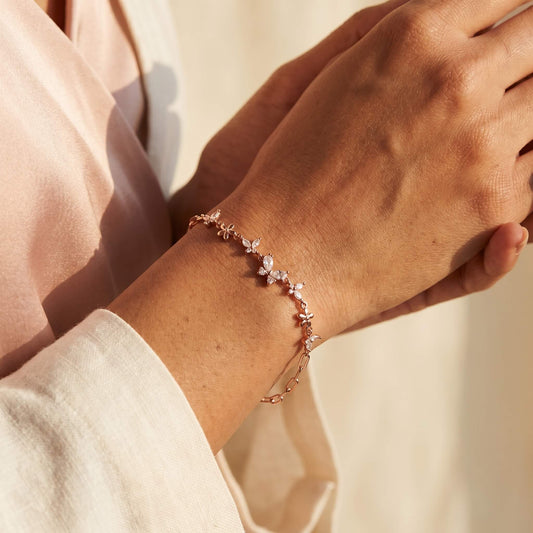 Marquise Flower Rose Gold Bracelet | 925 Silver