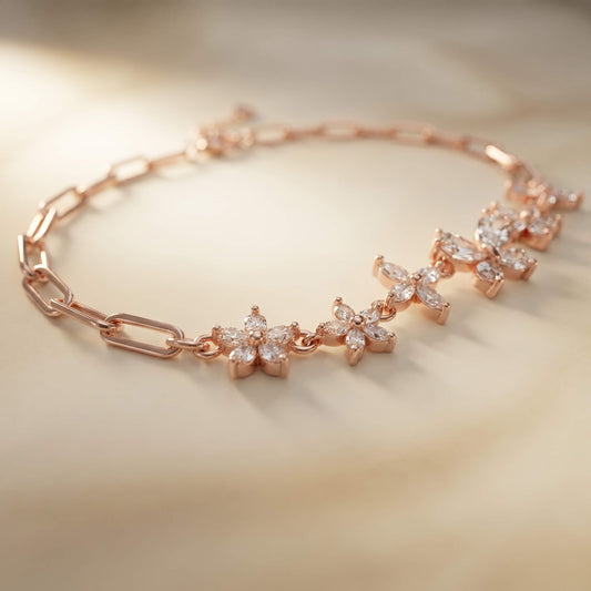 Marquise Flower Rose Gold Bracelet | 925 Silver