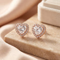 Amour Heart Halo Stud Earrings | Rose Gold 925 Silver