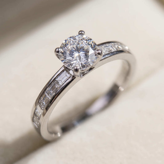 Celine Baguette Channel Solitaire Ring | 925 Silver Art Deco Band