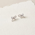 Ruban Pave Bow Stud Earrings | 925 Silver