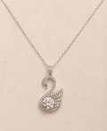 Aria Pave Curve Solitaire Pendant Necklace | 925 Silver