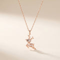 Cervo Reindeer Pave Pendant Necklace | Rose Gold 925 Silver