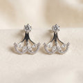 Dentelle Ear Jacket Solitaire & Marquise Scallop Earrings | 925 Silver