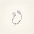 Duet Toi et Moi Pear Cut Ring | 925 Silver Two-Stone Open Ring