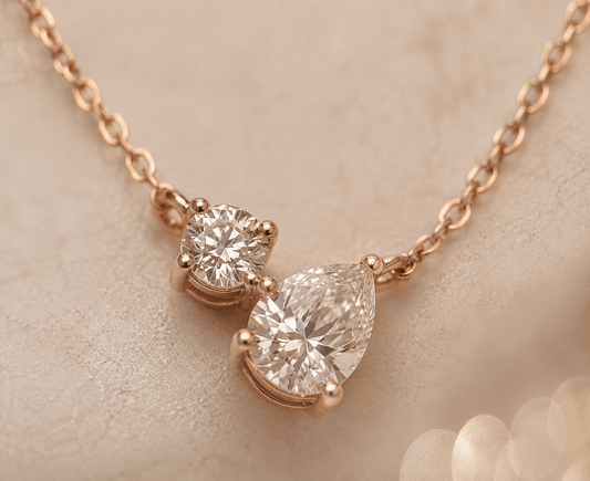 Duet Toi et Moi Round & Pear Necklace | 925 Silver
