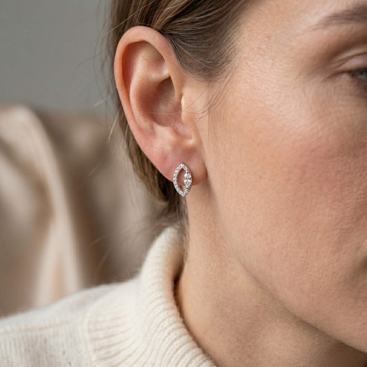 Estelle Marquise Open Halo Stud Earrings | 925 Silver