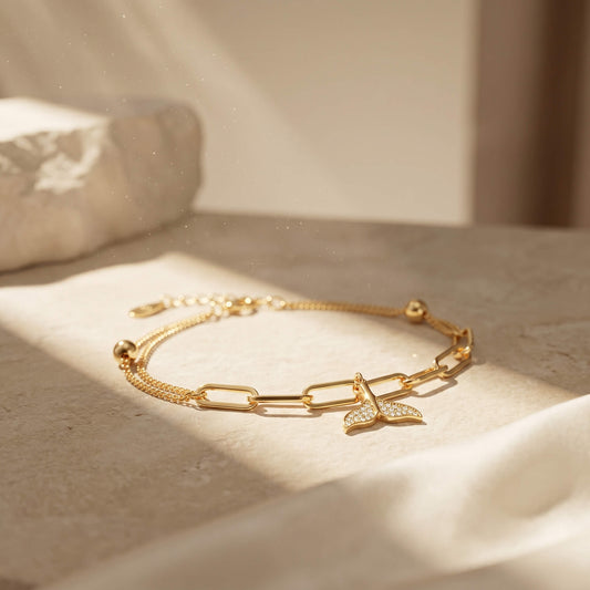 Whale Tail Gold Bracelet | 925 Silver