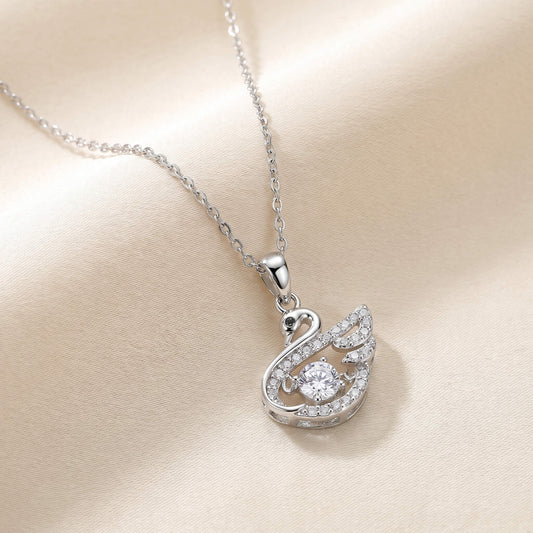 Grace Solitaire Curve Pendant Necklace | 925 Silver Pavé