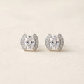 Estelle Oval Open Halo Stud Earrings | 925 Silver