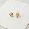 Olive Leaf Baguette Stud Earrings | Yellow Gold 925 Silver