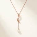 Lumen Lariat Pearl Drop Pendant Necklace | Rose Gold Plated 925 Silver