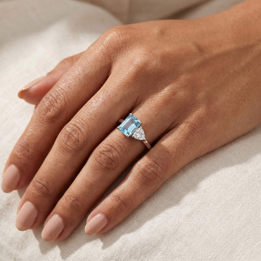 Marina Toi et Moi Blue CZ & Trillion Ring | 925 Silver Two-Stone Ring