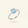 Marina Toi et Moi Blue CZ & Trillion Ring | 925 Silver Two-Stone Ring