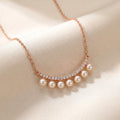 Nacre Pearl Row Smile Bar Necklace | Rose Gold 925 Silver