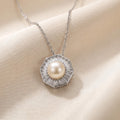 Perle Octagon Pearl Pendant Necklace | 925 Silver Baguette Frame