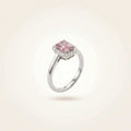 Rose Pink CZ Halo Solitaire Ring | 925 Silver