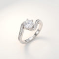 Solace Bypass Solitaire Ring | 925 Silver Pavé Swirl Band