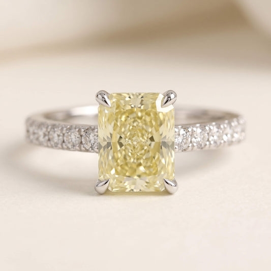 Soleil Yellow CZ Princess Cut Solitaire Ring | 925 Silver