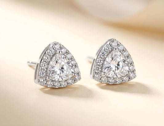 Marina Trillion Halo Stud Earrings | 925 Silver